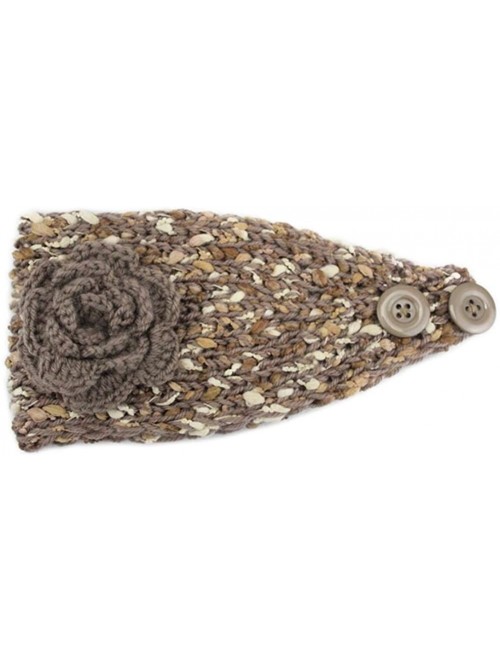 Headbands Elegant Camellia Flower Cable Knit Winter Turban Ear Warmer Headband - Brown - CS189R7MM7C $13.29