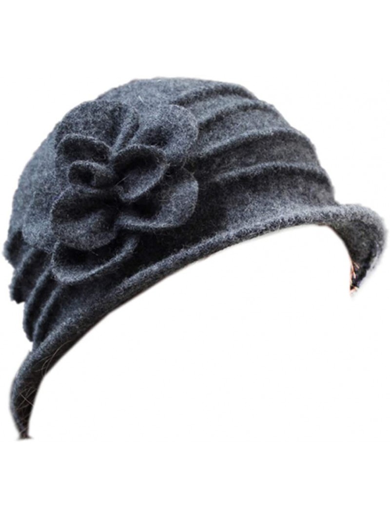 Fedoras 100% Wool Dome Bucket Hat Winter Cloche Hat Fedoras Cocktail Hat - A-deep Gray - CK18IZU605R $13.31