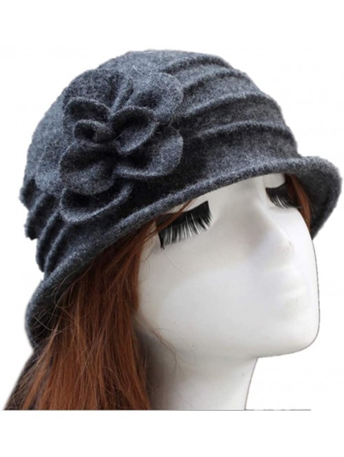 Fedoras 100% Wool Dome Bucket Hat Winter Cloche Hat Fedoras Cocktail Hat - A-deep Gray - CK18IZU605R $13.31