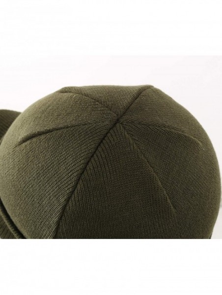 Skullies & Beanies Men's Winter Beanie Hat with Brim Warm Double Knit Cuff Beanie Cap - Army Green - C618YRKAWUG $12.94