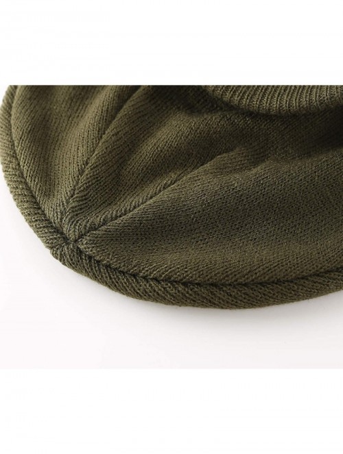 Skullies & Beanies Men's Winter Beanie Hat with Brim Warm Double Knit Cuff Beanie Cap - Army Green - C618YRKAWUG $12.94