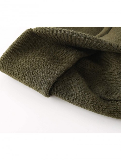 Skullies & Beanies Men's Winter Beanie Hat with Brim Warm Double Knit Cuff Beanie Cap - Army Green - C618YRKAWUG $12.94