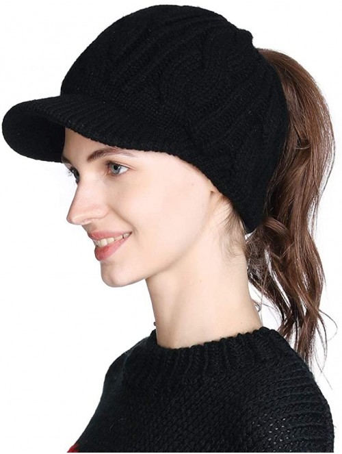 Skullies & Beanies Wool Newsboy Cap Winter Hat Visor Beret Cold Weather Knitted - 00778_black - CC18ALTWTTU $22.66