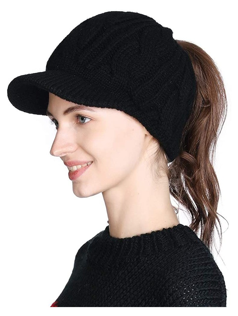 Skullies & Beanies Wool Newsboy Cap Winter Hat Visor Beret Cold Weather Knitted - 00778_black - CC18ALTWTTU $22.66