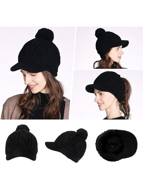 Skullies & Beanies Wool Newsboy Cap Winter Hat Visor Beret Cold Weather Knitted - 00778_black - CC18ALTWTTU $22.66