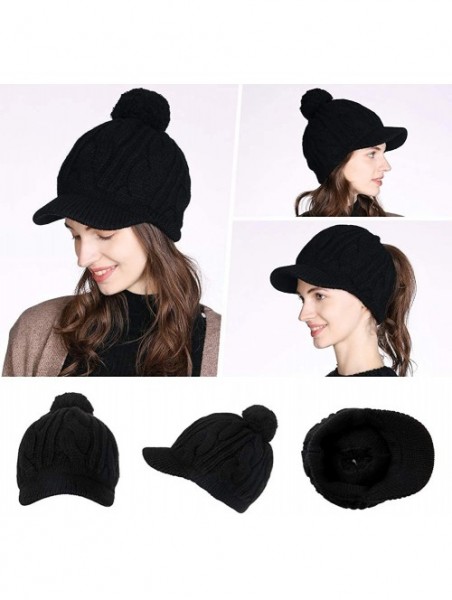 Skullies & Beanies Wool Newsboy Cap Winter Hat Visor Beret Cold Weather Knitted - 00778_black - CC18ALTWTTU $22.66