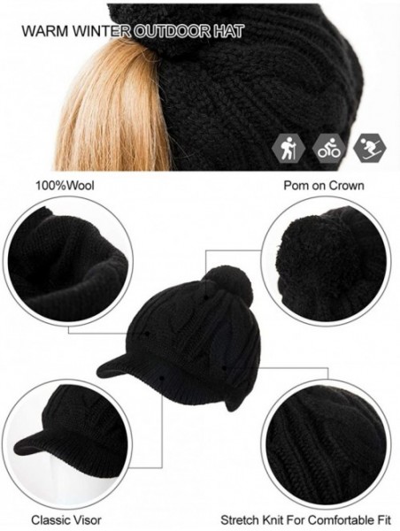 Skullies & Beanies Wool Newsboy Cap Winter Hat Visor Beret Cold Weather Knitted - 00778_black - CC18ALTWTTU $22.66