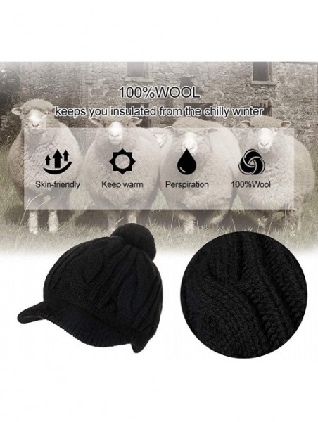 Skullies & Beanies Wool Newsboy Cap Winter Hat Visor Beret Cold Weather Knitted - 00778_black - CC18ALTWTTU $22.66