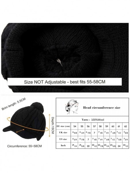 Skullies & Beanies Wool Newsboy Cap Winter Hat Visor Beret Cold Weather Knitted - 00778_black - CC18ALTWTTU $22.66