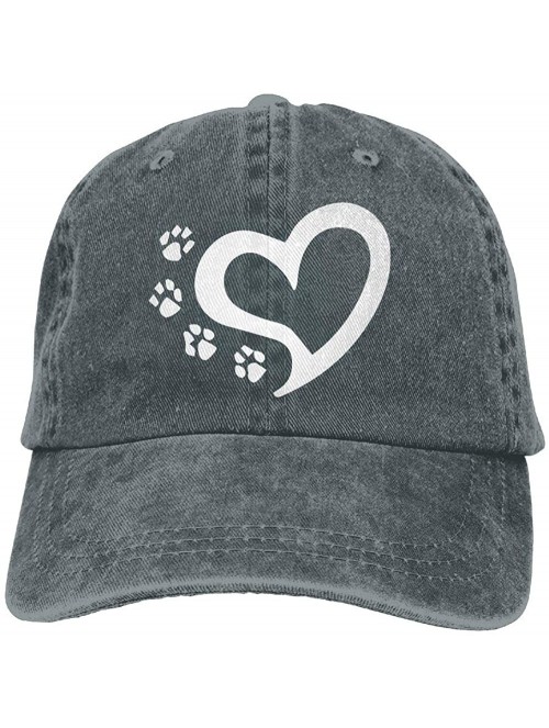 Baseball Caps Unisex Baseball Cap Denim Fabric Hat Cat Dog Paw Prints Heart Adjustable Snapback Hunting Cap - Asphalt - CE18H...