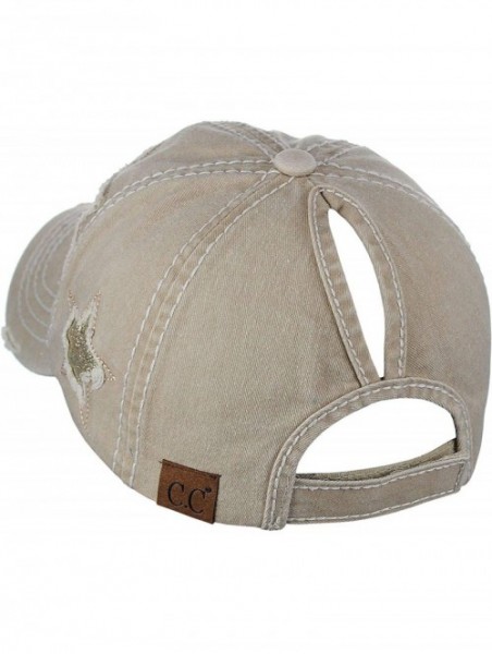 Baseball Caps Ponycap Messy High Bun Ponytail Adjustable Glitter Star Distressed Baseball Cap Hat - Beige - C818ROMUH4Y $20.96