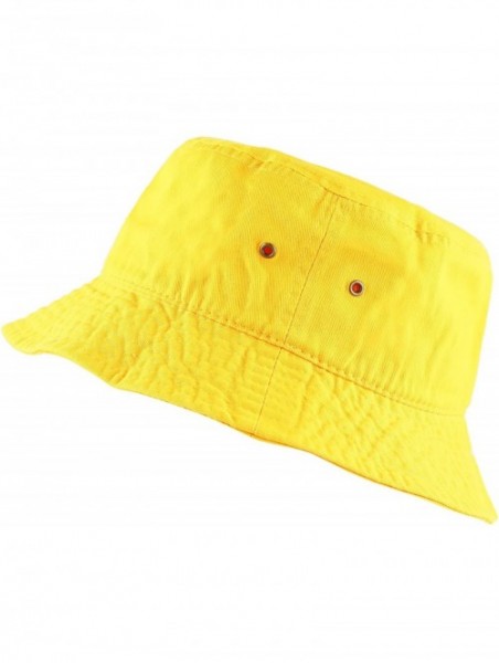 Bucket Hats Unisex 100% Cotton Packable Summer Travel Bucket Beach Sun Hat - Yellow - CR18D5IQTH5 $13.13