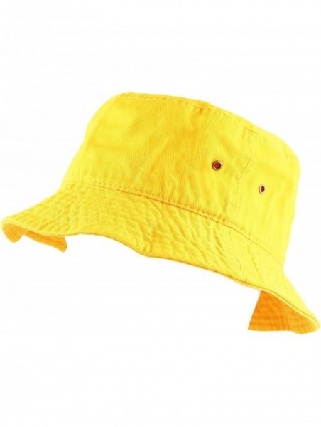 Bucket Hats Unisex 100% Cotton Packable Summer Travel Bucket Beach Sun Hat - Yellow - CR18D5IQTH5 $13.13