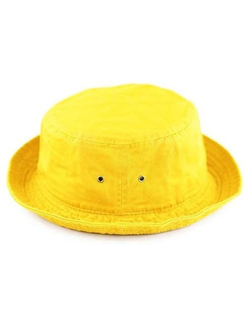 Bucket Hats Unisex 100% Cotton Packable Summer Travel Bucket Beach Sun Hat - Yellow - CR18D5IQTH5 $13.13