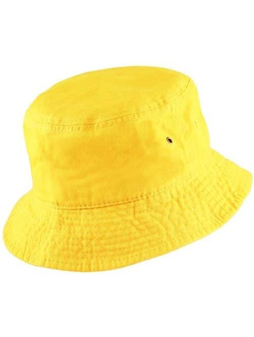 Bucket Hats Unisex 100% Cotton Packable Summer Travel Bucket Beach Sun Hat - Yellow - CR18D5IQTH5 $13.13