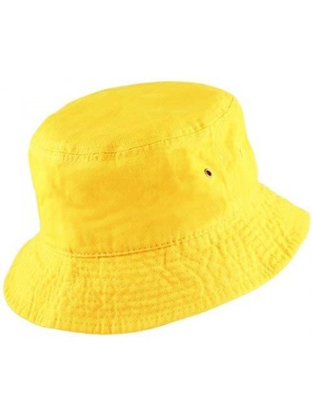 Bucket Hats Unisex 100% Cotton Packable Summer Travel Bucket Beach Sun Hat - Yellow - CR18D5IQTH5 $13.13