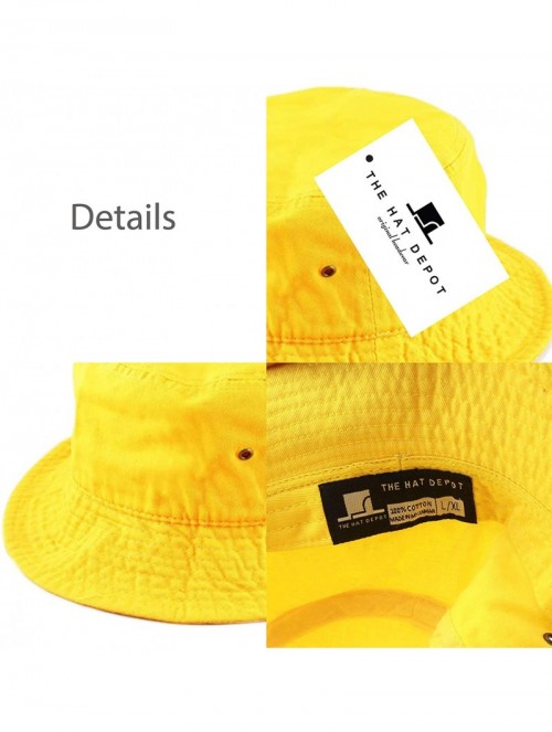 Bucket Hats Unisex 100% Cotton Packable Summer Travel Bucket Beach Sun Hat - Yellow - CR18D5IQTH5 $13.13