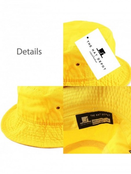 Bucket Hats Unisex 100% Cotton Packable Summer Travel Bucket Beach Sun Hat - Yellow - CR18D5IQTH5 $13.13