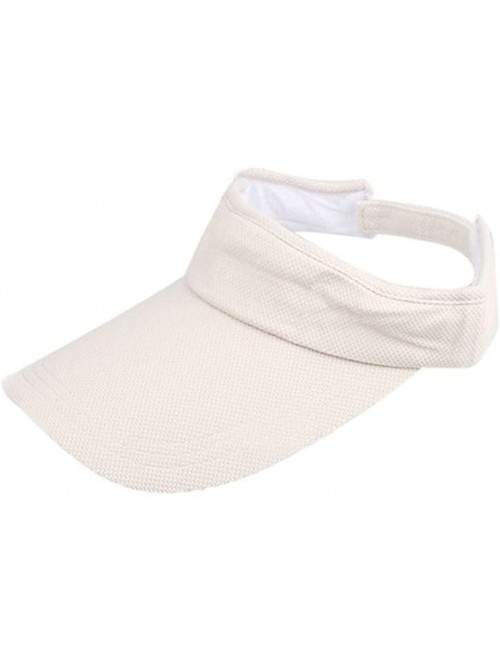 Sun Hats Women Adjustable Visor Sun Plain Hat Sports Cap Tennis Beach Hat - Khaki - CM12MAGLQLW $11.12