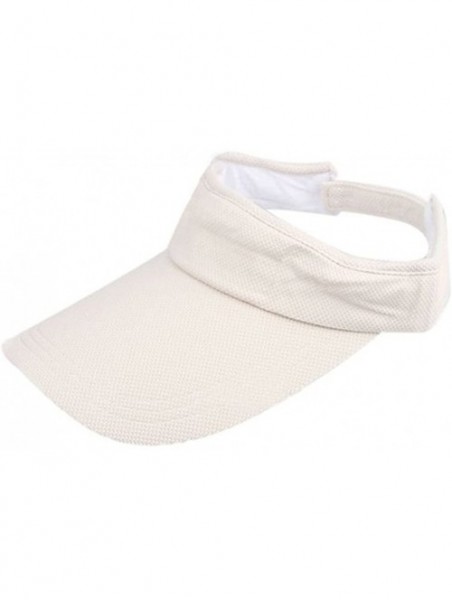 Sun Hats Women Adjustable Visor Sun Plain Hat Sports Cap Tennis Beach Hat - Khaki - CM12MAGLQLW $11.12