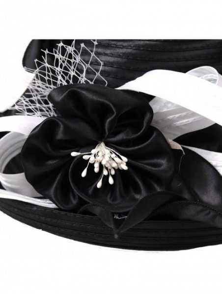 Bucket Hats Lady Church Derby Dress Cloche Hat Fascinator Floral Tea Party Wedding Bucket Hat S051 - S710-black/White - C218N...