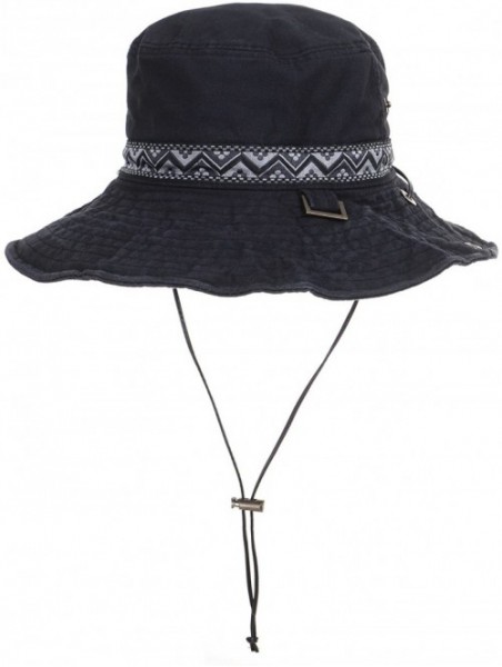 Sun Hats Boonie Bush Hat Aztec Pattern Wide Brim Side Snap KR8752 - Black - C5184S96E77 $27.60