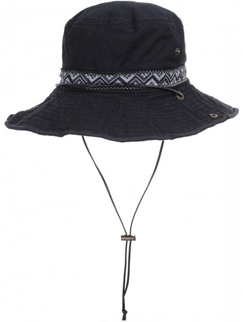 Sun Hats Boonie Bush Hat Aztec Pattern Wide Brim Side Snap KR8752 - Black - C5184S96E77 $27.60