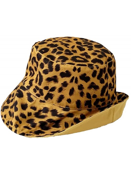 Bucket Hats Leopard Print Bucket Hat Fashion Reversible Design Packable Sun Hat - Yellow - C018TOXEKTG $12.81