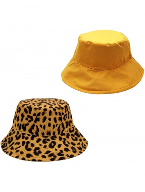 Bucket Hats Leopard Print Bucket Hat Fashion Reversible Design Packable Sun Hat - Yellow - C018TOXEKTG $12.81