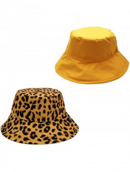 Bucket Hats Leopard Print Bucket Hat Fashion Reversible Design Packable Sun Hat - Yellow - C018TOXEKTG $12.81