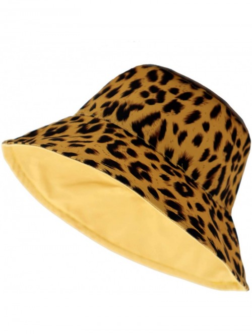 Bucket Hats Leopard Print Bucket Hat Fashion Reversible Design Packable Sun Hat - Yellow - C018TOXEKTG $12.81