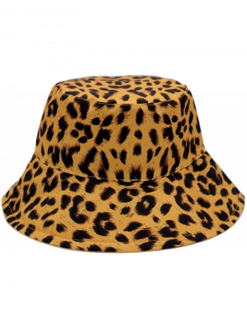 Bucket Hats Leopard Print Bucket Hat Fashion Reversible Design Packable Sun Hat - Yellow - C018TOXEKTG $12.81