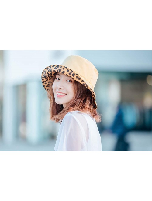 Bucket Hats Leopard Print Bucket Hat Fashion Reversible Design Packable Sun Hat - Yellow - C018TOXEKTG $12.81