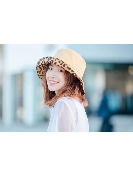 Bucket Hats Leopard Print Bucket Hat Fashion Reversible Design Packable Sun Hat - Yellow - C018TOXEKTG $12.81