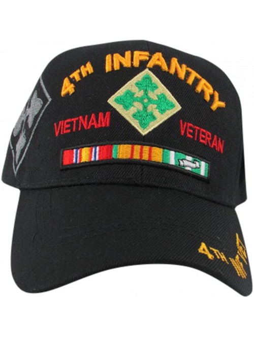 Baseball Caps US Army 4th Infantry Division Vietnam Veteran- Black- One Size Fits Most - C7121HNZRWV $21.85