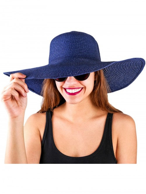 Sun Hats Beach Hats for Women - Sun Hats for Women - Beach hat - Floppy Hats for Women - Sun Hat - Solid-navy - C218E93CQ0E $...