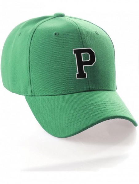 Baseball Caps Classic Baseball Hat Custom A to Z Initial Team Letter- Green Cap White Black - Letter P - CT18IDUAIMS $11.96