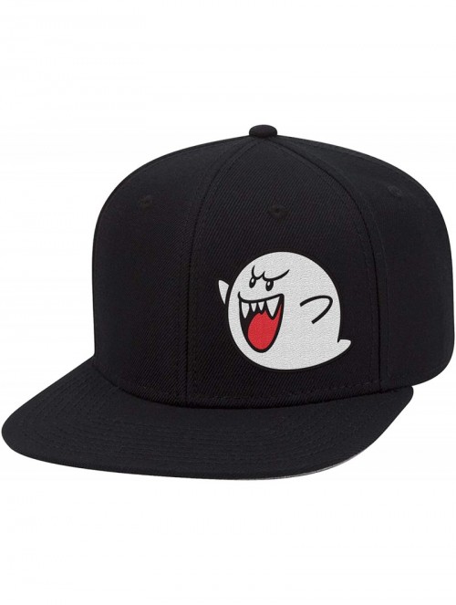 Baseball Caps Unisex-Adult's Super Mario Boo Snapback Flat Bill Hat- Black- OSFM - CK18S5LTHIK $33.35