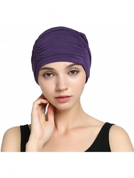 Skullies & Beanies Bamboo Fashion Chemo Cancer Beanie Hats for Woman Ladies Daily Use - Purple - CL1833TA2W9 $14.26