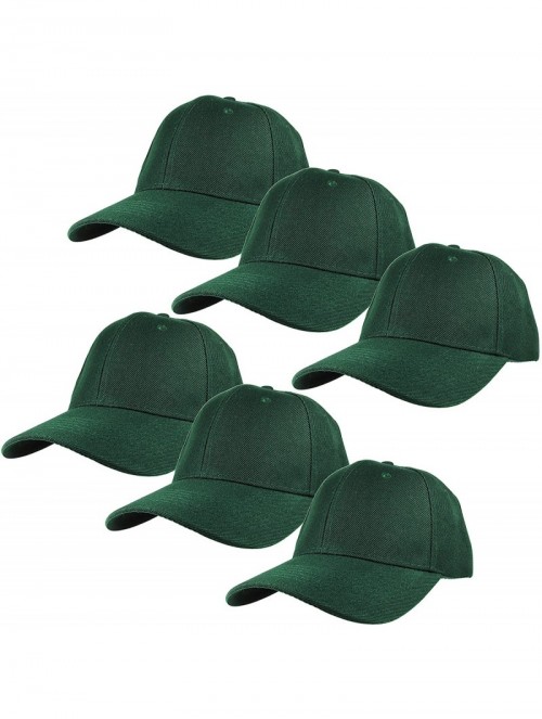 Baseball Caps Plain Blank Baseball Caps Adjustable Back Strap Wholesale Lot 6 Pack - Hunter Green - CC180Z9RQC0 $22.14