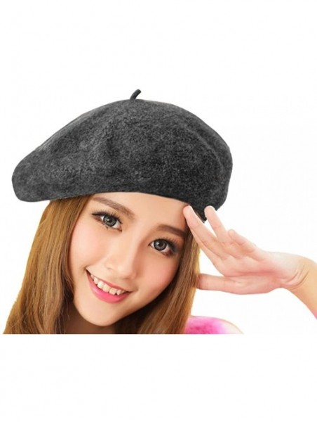 Skullies & Beanies Adults Classic French Beret Hat Winter Wool Artist Plain Beanie Cap - Grey/Adults - CO186ARKMMZ $16.09