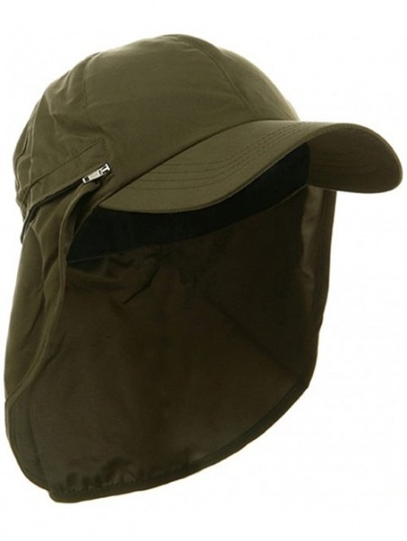 Sun Hats Zippered Flap Caps - Olive - CF111C691P3 $15.14