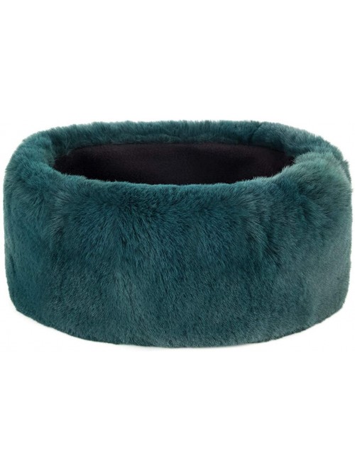 Cold Weather Headbands Womens Faux Fur Ear Warmer - Soft Velvet Fur - Chic Winter Headband - Green Rabbit - C418AUYT9YQ $20.27