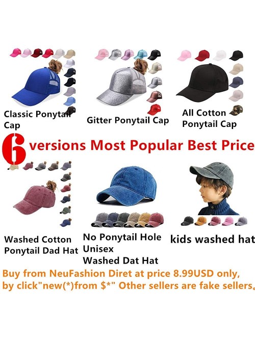 Baseball Caps NeuFashion Ponycap Messy High Bun Ponytail Adjustable Mesh Trucker Baseball Cap Hat for Women - Black - C918DTT...