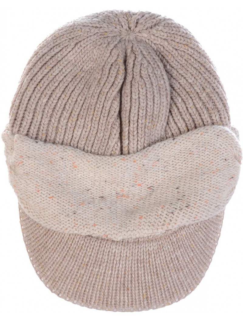 Newsboy Caps Womens Winter Relaxed Speckled Fleece Lined Knit Newsboy Cabbie Hat Visor - Speckled Lt.beige - C518ZY83OYE $28.77