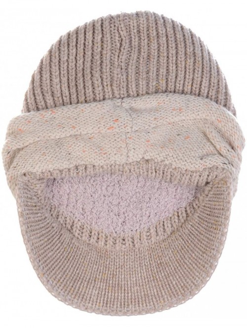 Newsboy Caps Womens Winter Relaxed Speckled Fleece Lined Knit Newsboy Cabbie Hat Visor - Speckled Lt.beige - C518ZY83OYE $28.77