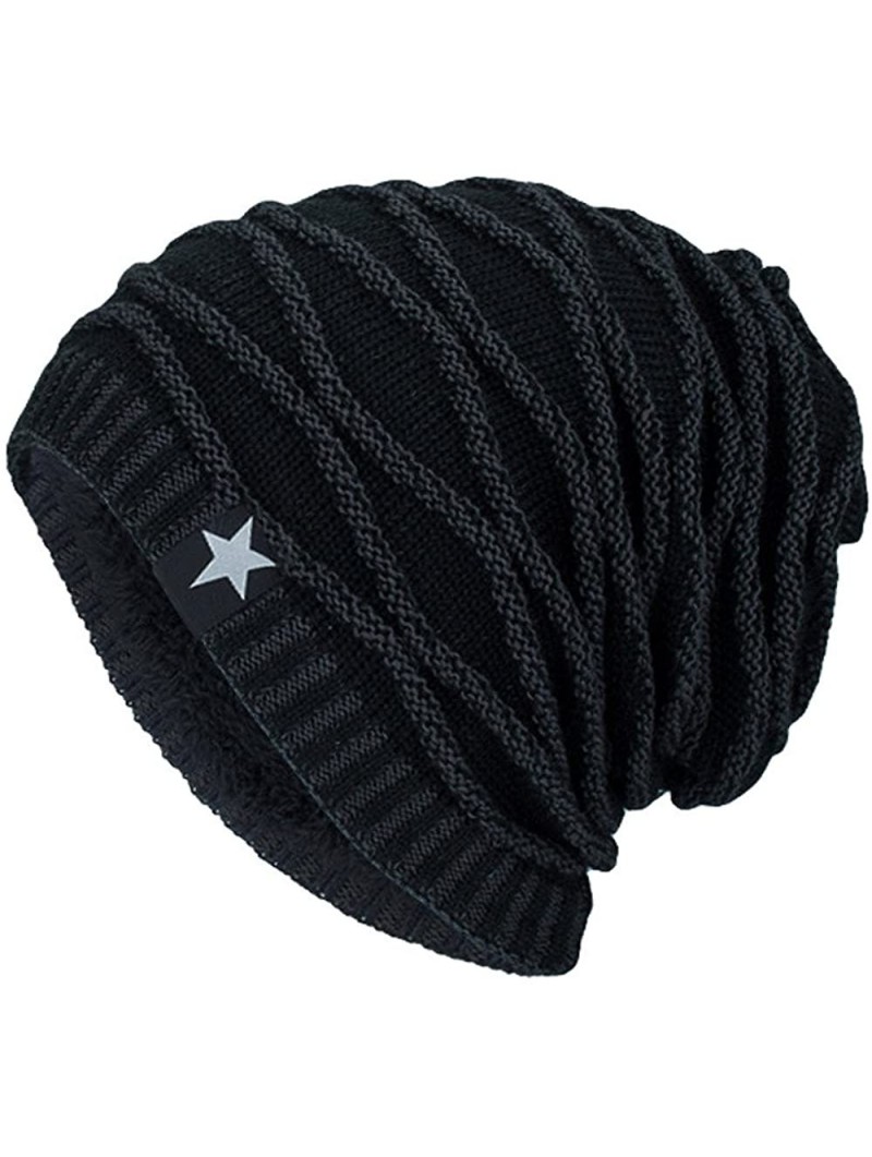 Skullies & Beanies Unisex Fleece Knit Cap Hedging Head Hat Beanie Cap Warm Outdoor - Black 3 - CS18IRTYTK9 $14.53