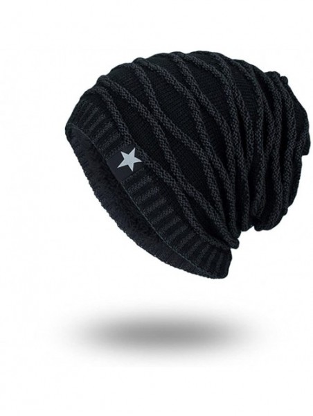 Skullies & Beanies Unisex Fleece Knit Cap Hedging Head Hat Beanie Cap Warm Outdoor - Black 3 - CS18IRTYTK9 $14.53