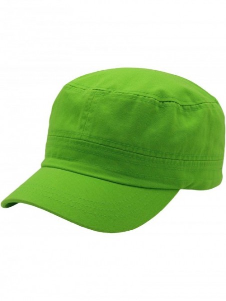 Baseball Caps Cadet Army Cap - Military Cotton Hat - Lime - CU12GW5UV7F $11.54