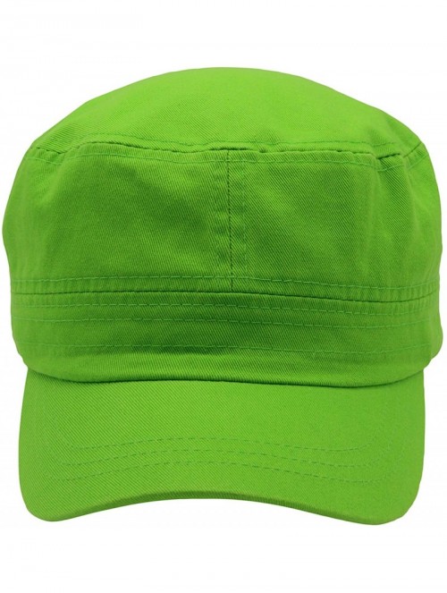 Baseball Caps Cadet Army Cap - Military Cotton Hat - Lime - CU12GW5UV7F $11.54